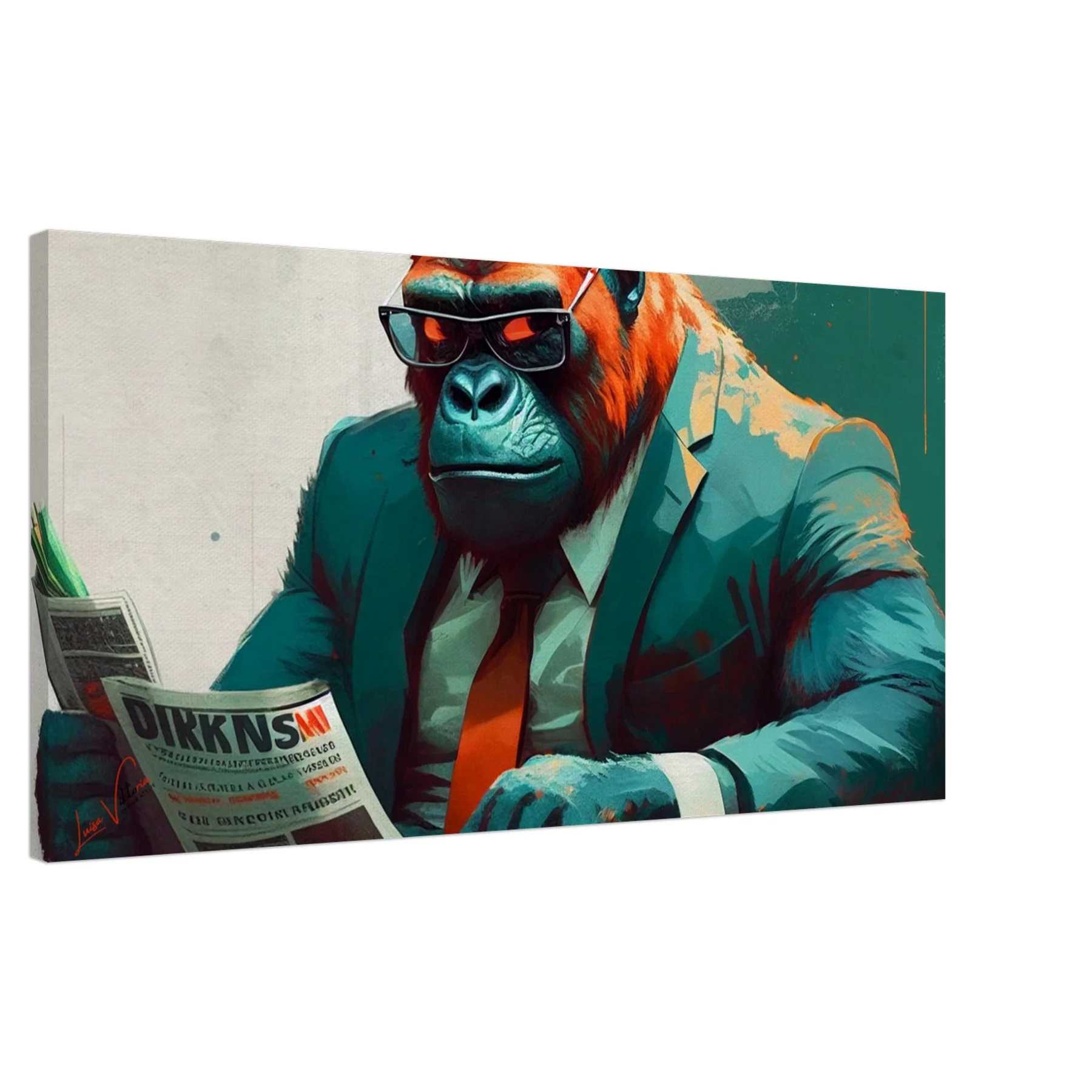 Gorilla with newspaper